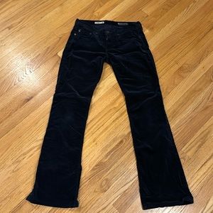 Navy blue velvet flared pants